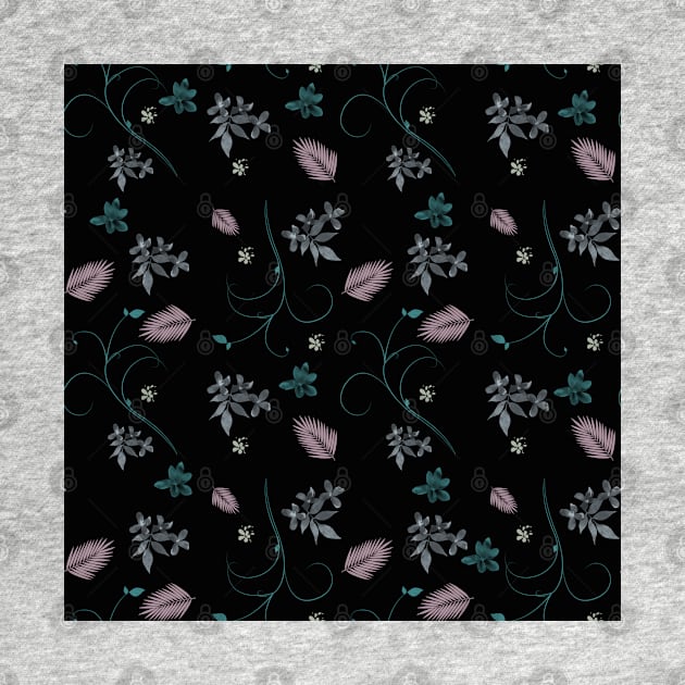 Black romantic floral pattern by CreaKat